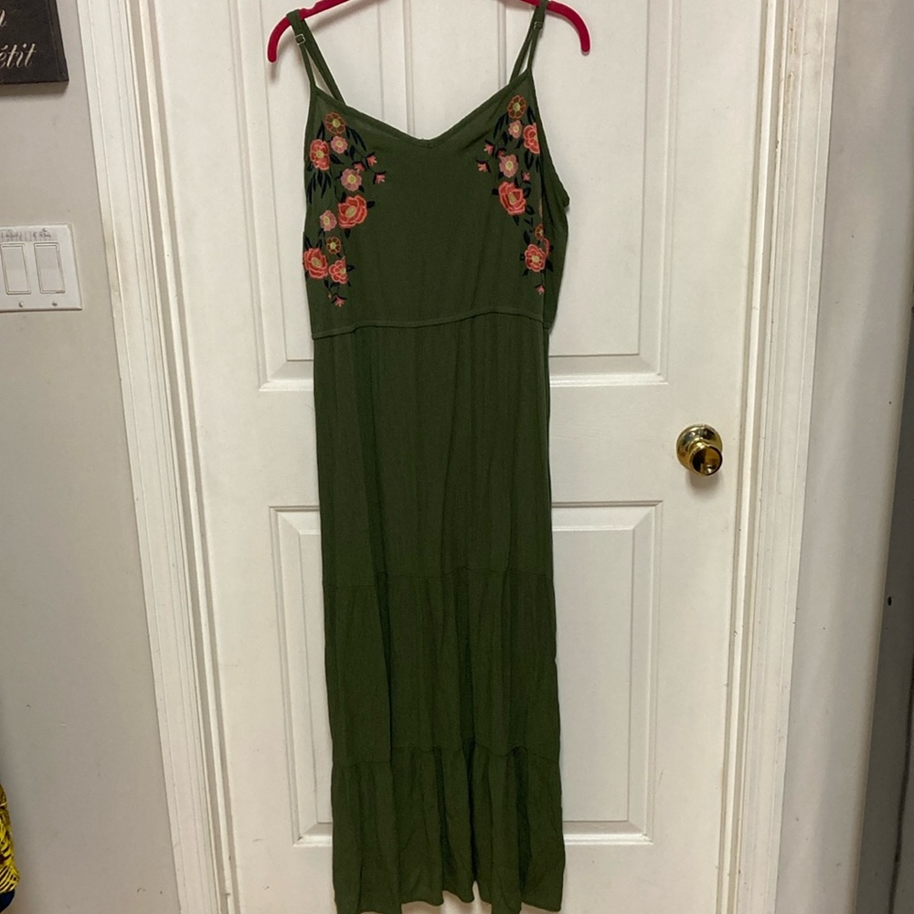 Green floral dress